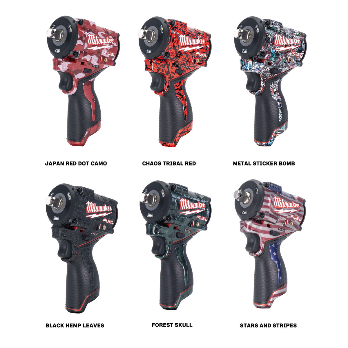 Milwaukee Sticker Set WRAPGRADE Custom Wrap Stickers for Milwaukee M12 FUEL Impact Wrench (M ...