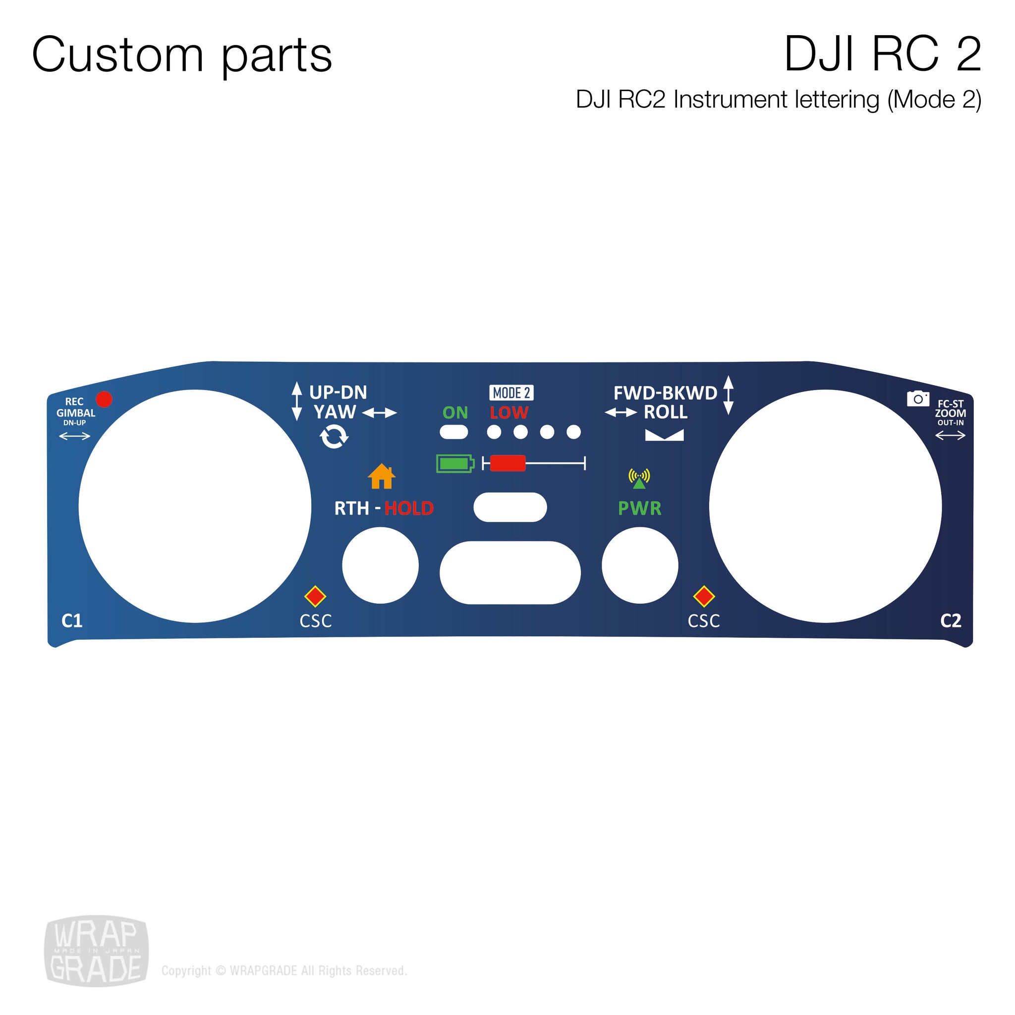 カスタムパーツ for DJI RC 2用スキンシール – Wrapgrade