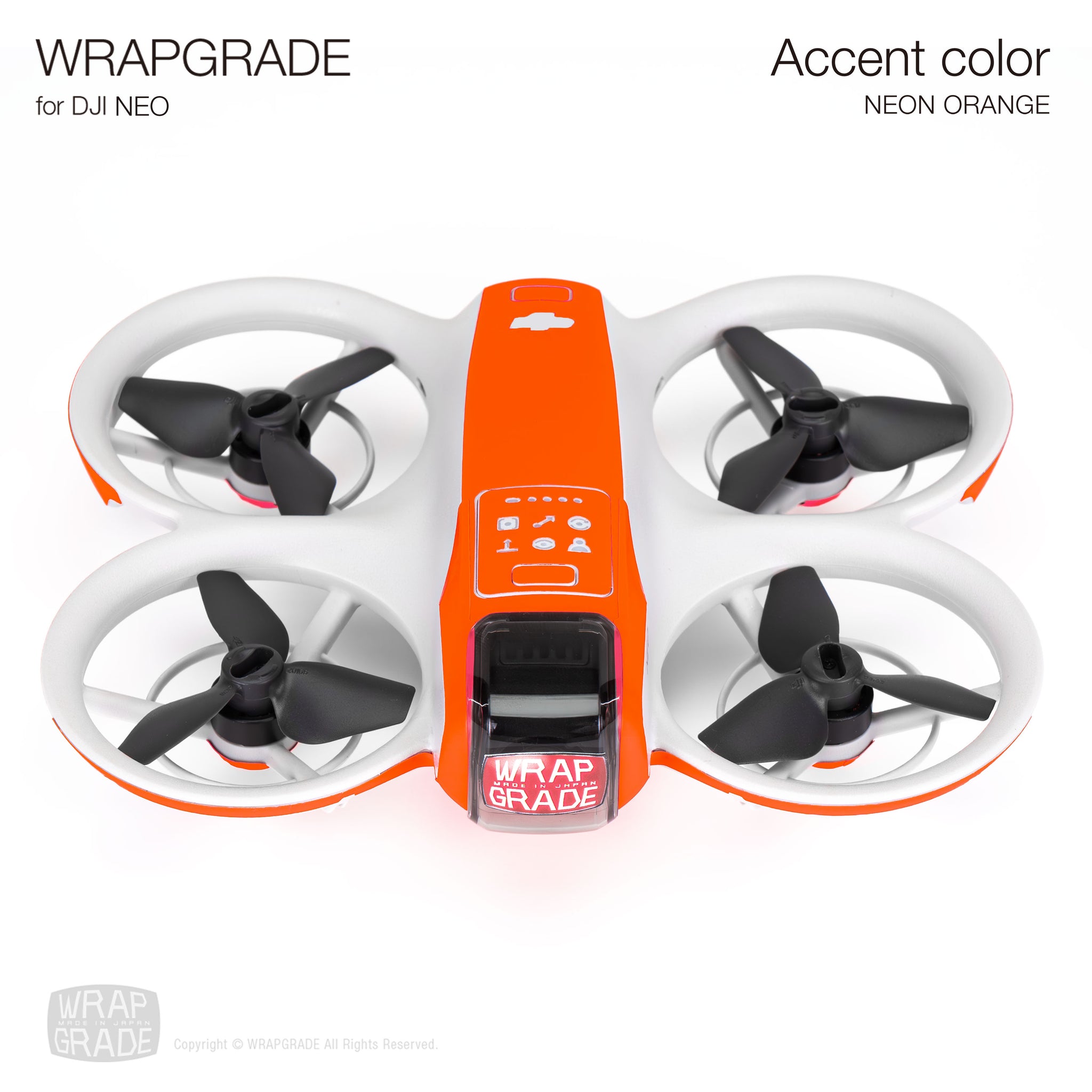 WRAPGRADE Skin DJI Mini 3 - Accent Color Neon Orange - Protection & Personnalisation Drone