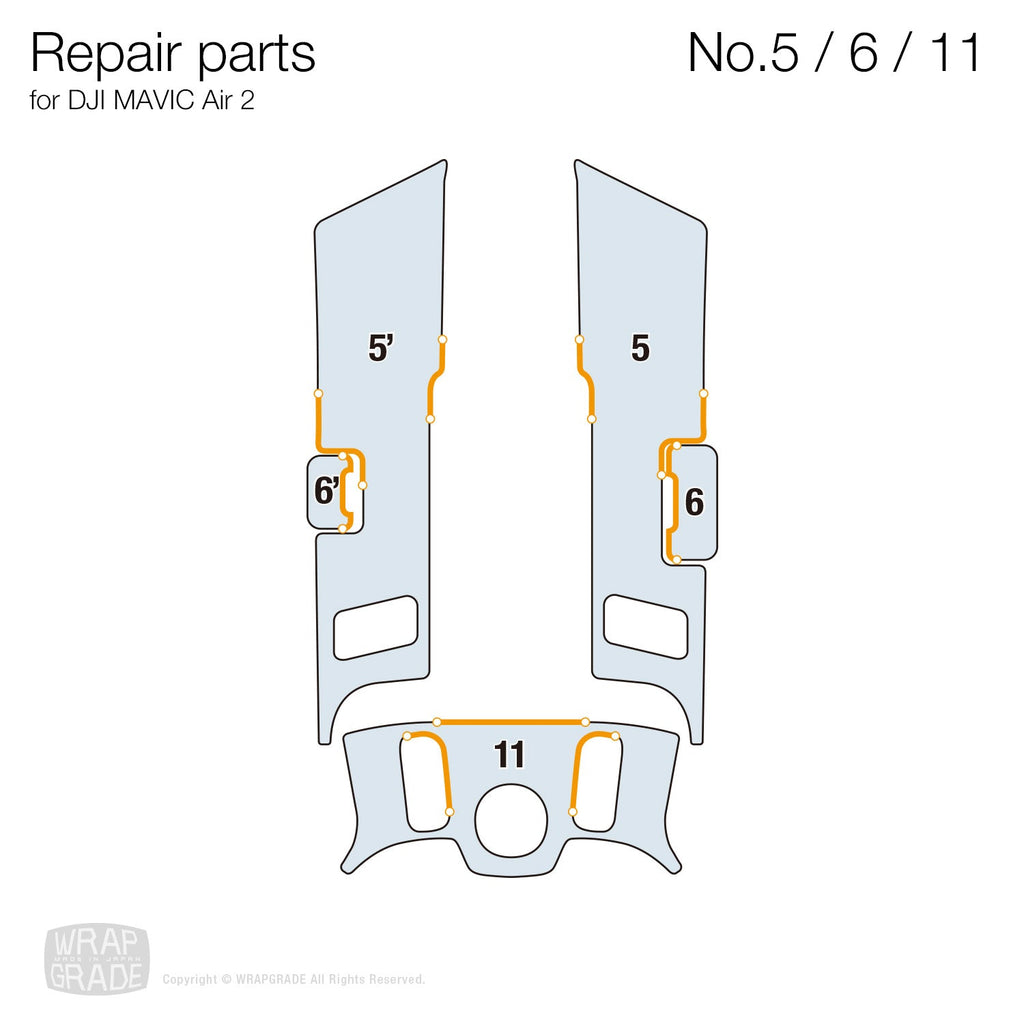 Repair parts for DJI Air 2 & 2S No. 5/6/11 - Wrapgrade