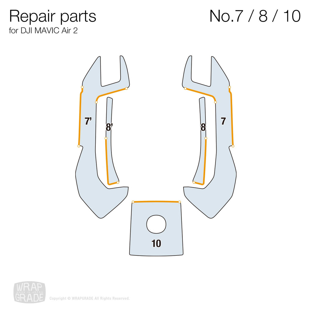 Repair parts for DJI Air 2 & 2S No. 7/8/10 - Wrapgrade